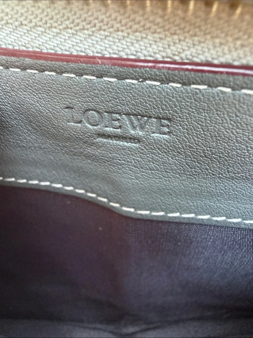 Loewe Vintage Beige and Gray Monogram Zip-Around Logo Wristlet Wallet